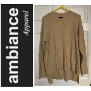 💛 AMBIANCE Camel Hi Lo Sweater NWT 1X